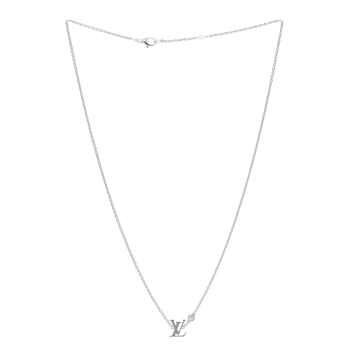 18K White Gold Diamond Idylle Blossom LV Pendant Necklace
