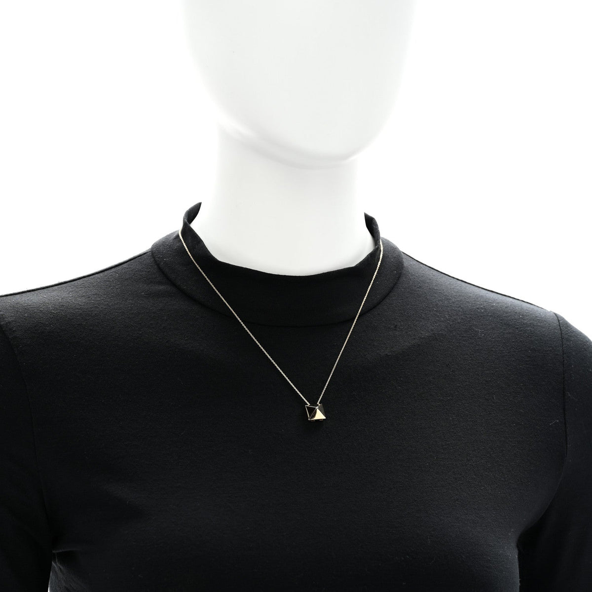 18K Yellow Gold Pyramid Pendant Necklace