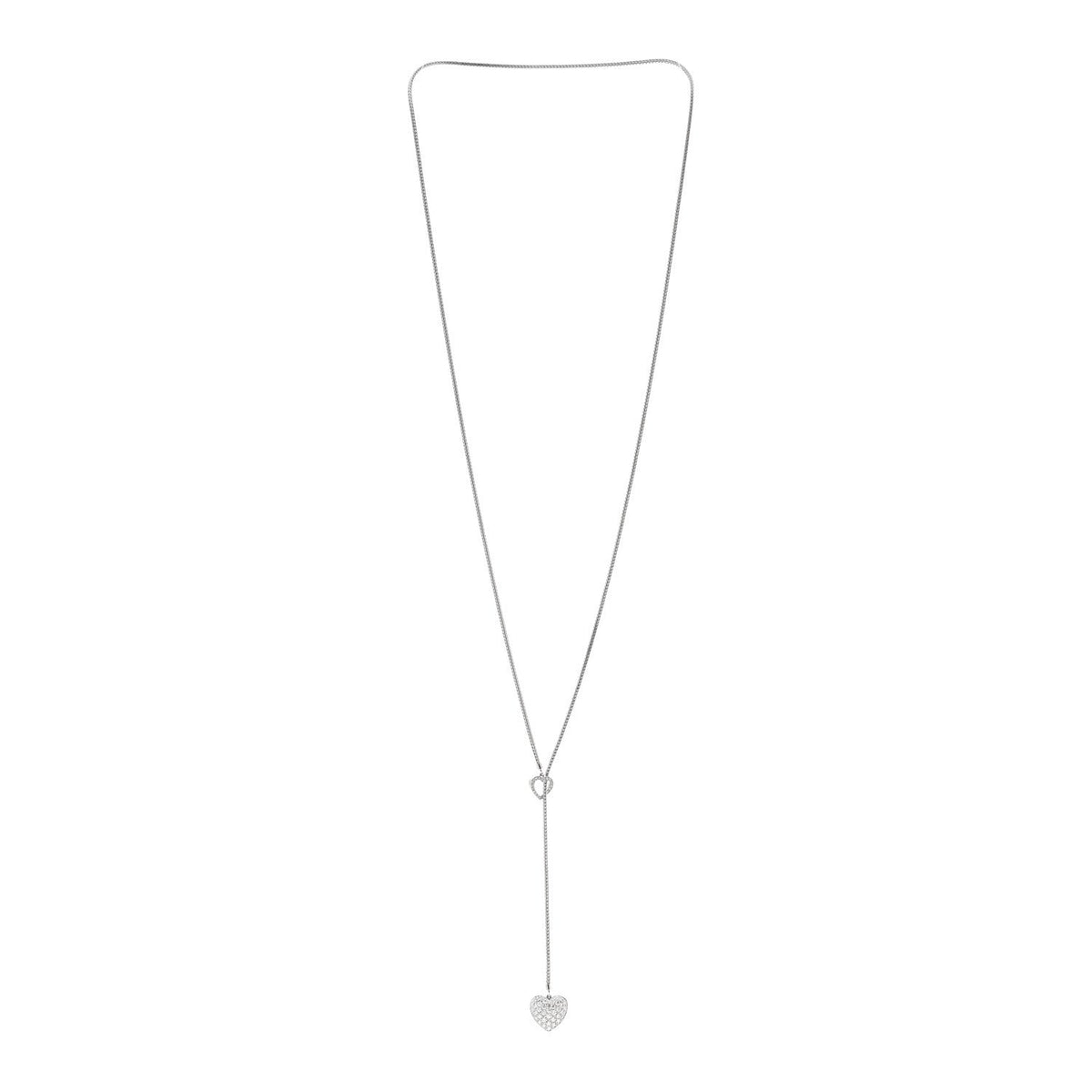 Platinum Diamond Heart Lariat Necklace