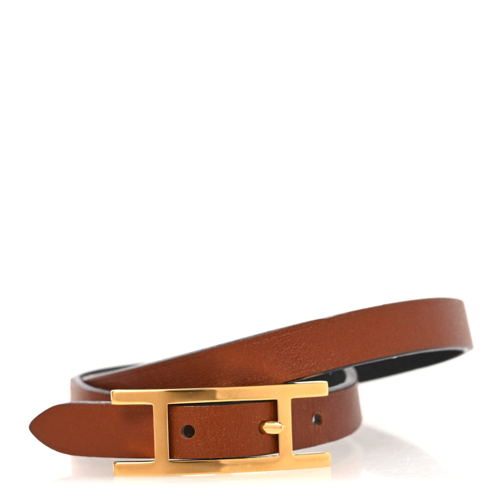 Swift Tadelakt Behapi Double Tour Reversible Bracelet T2 Black Fauve