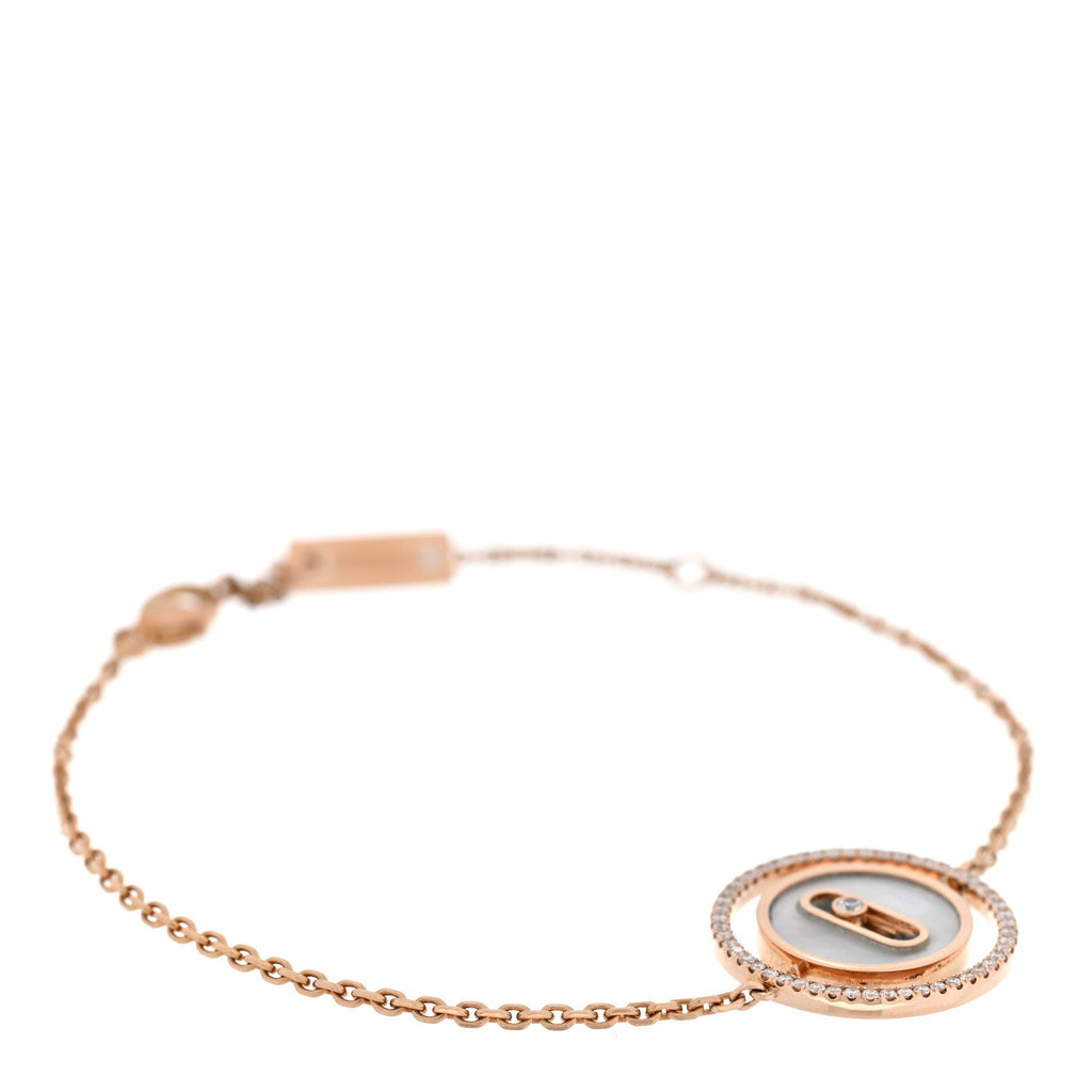 18K Rose Gold Diamond Mother of Pearl Small Lucky Move Bracelet