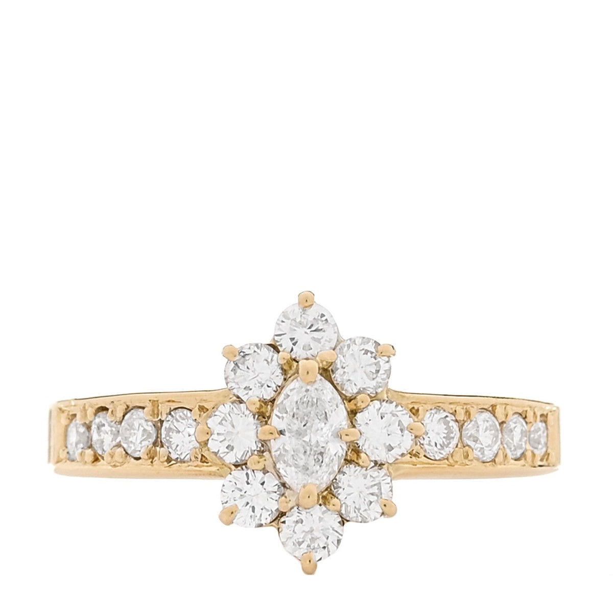 18K Yellow Gold Diamond .19ctw Floral Ring 54 7