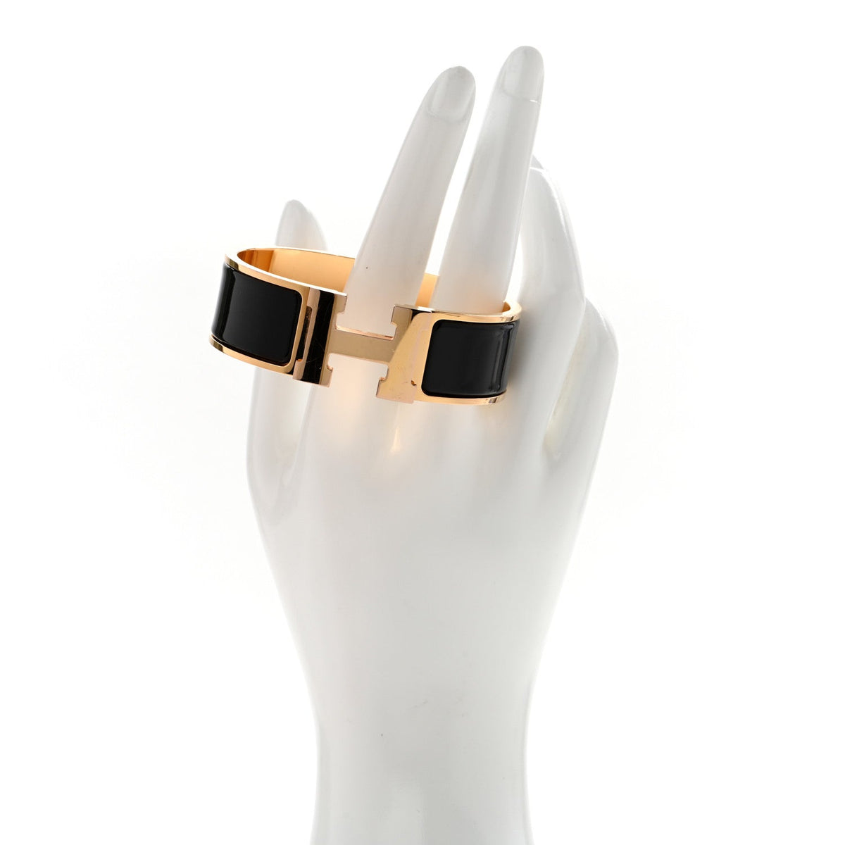 Enamel Wide Clic Clac H Bracelet GM Black