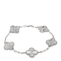 18K White Gold 5 Motifs Guilloche Vintage Alhambra Bracelet