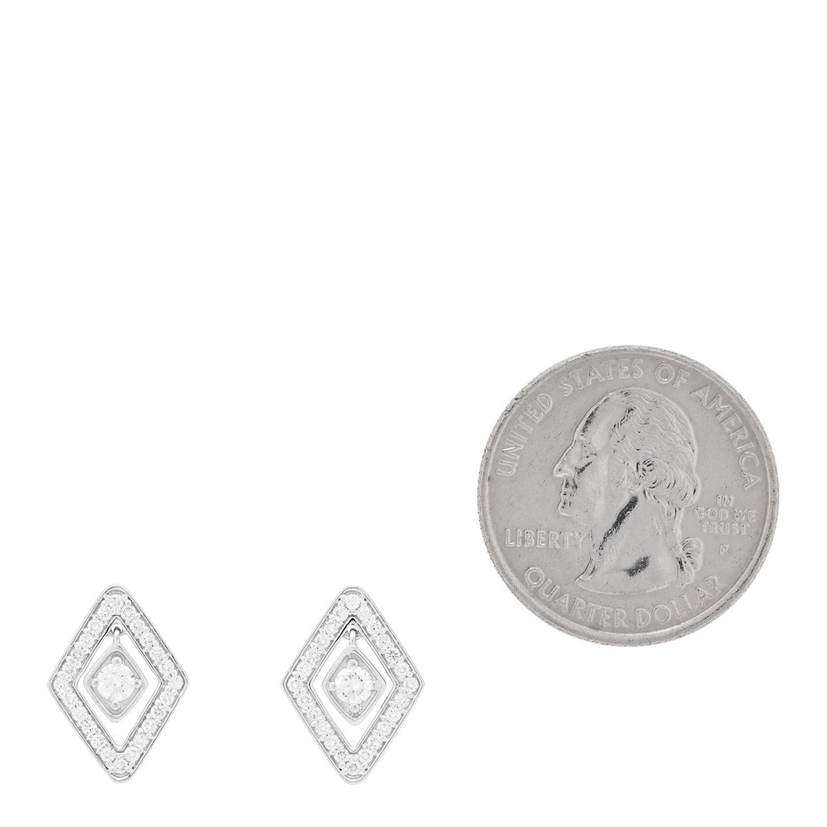 18K White Gold Diamond Diamante Earrings