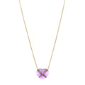 18K Yellow Gold Amethyst Crossover Heart Pendant Necklace