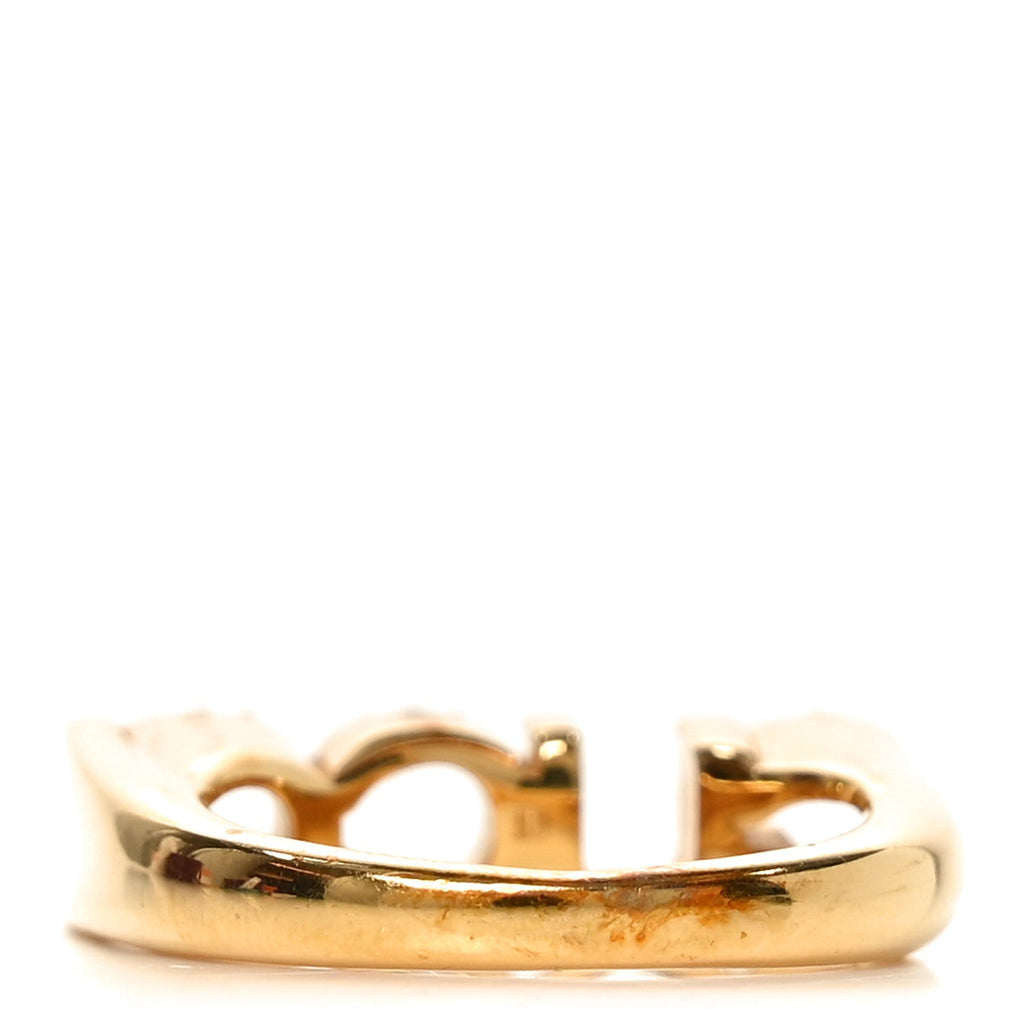 Brass Crystal Logo Letter Ring S Gold