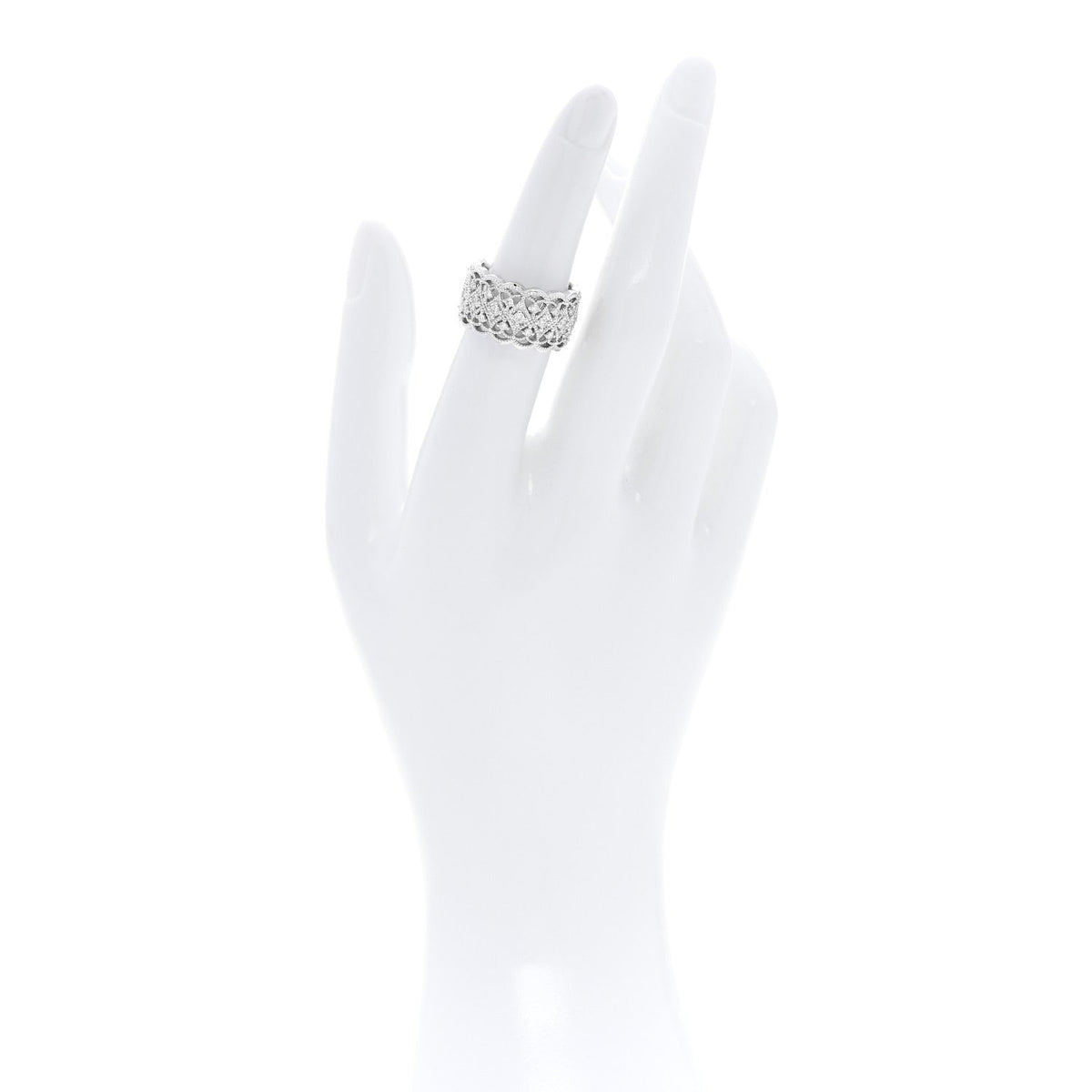 18K White Gold Diamond .35ctw Milgrain Band Ring  53 6.25