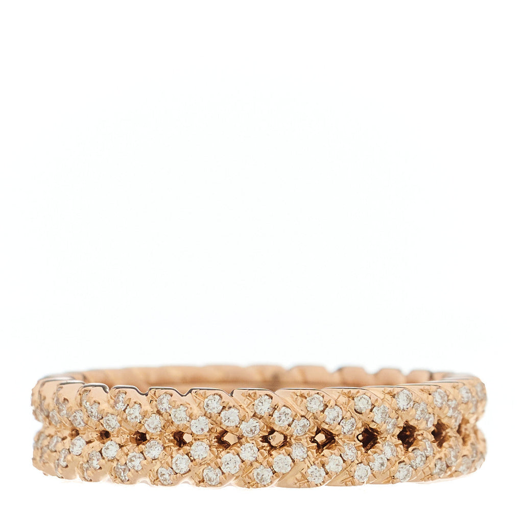 18K Rose Gold Diamond Braided Ring 54 7