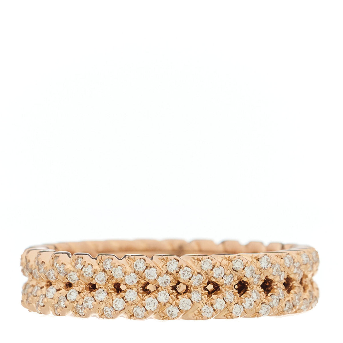 18K Rose Gold Diamond Braided Ring 54 7