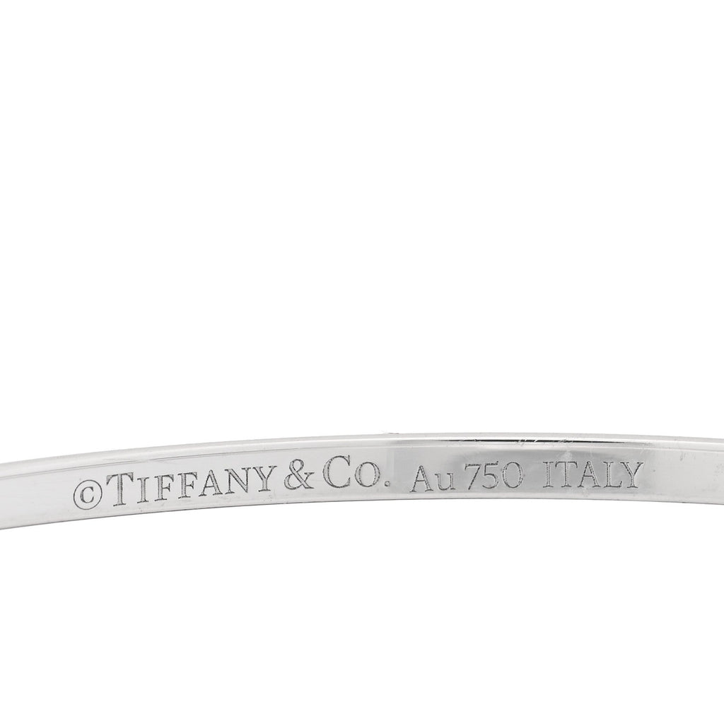 18K White Gold Diamond T Hinged Wire Bangle Bracelet