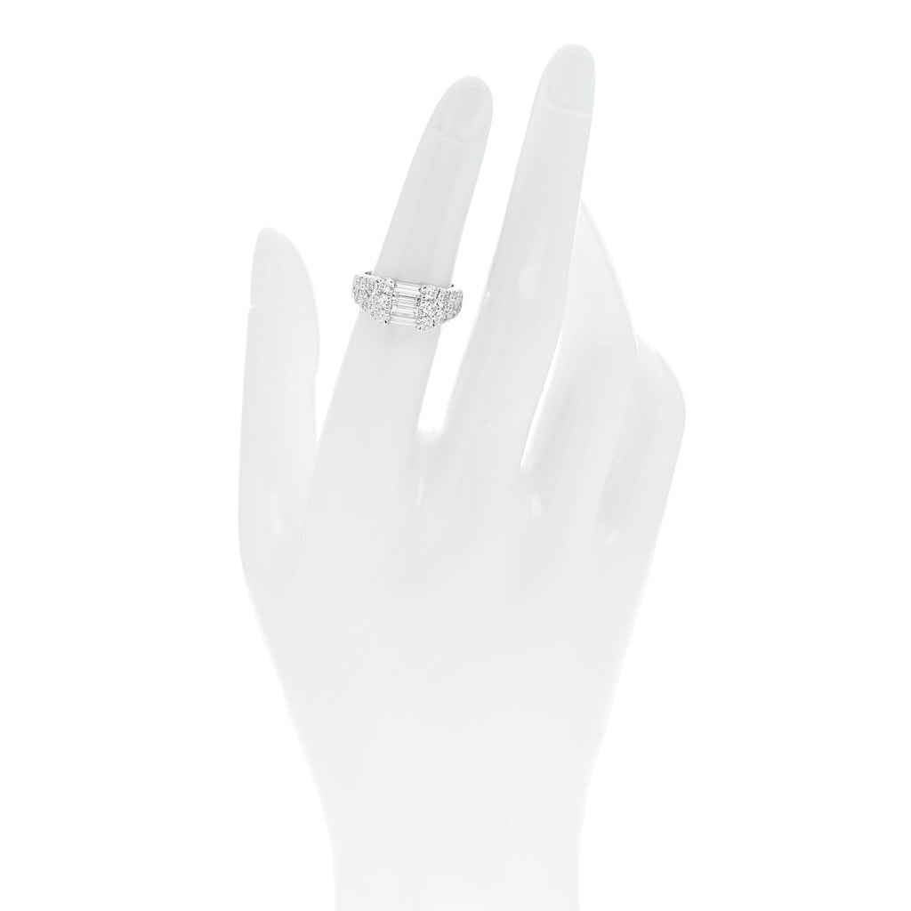 18K White Gold Diamond 1.92ctw Baguette Round Cut Ring 50 5.25