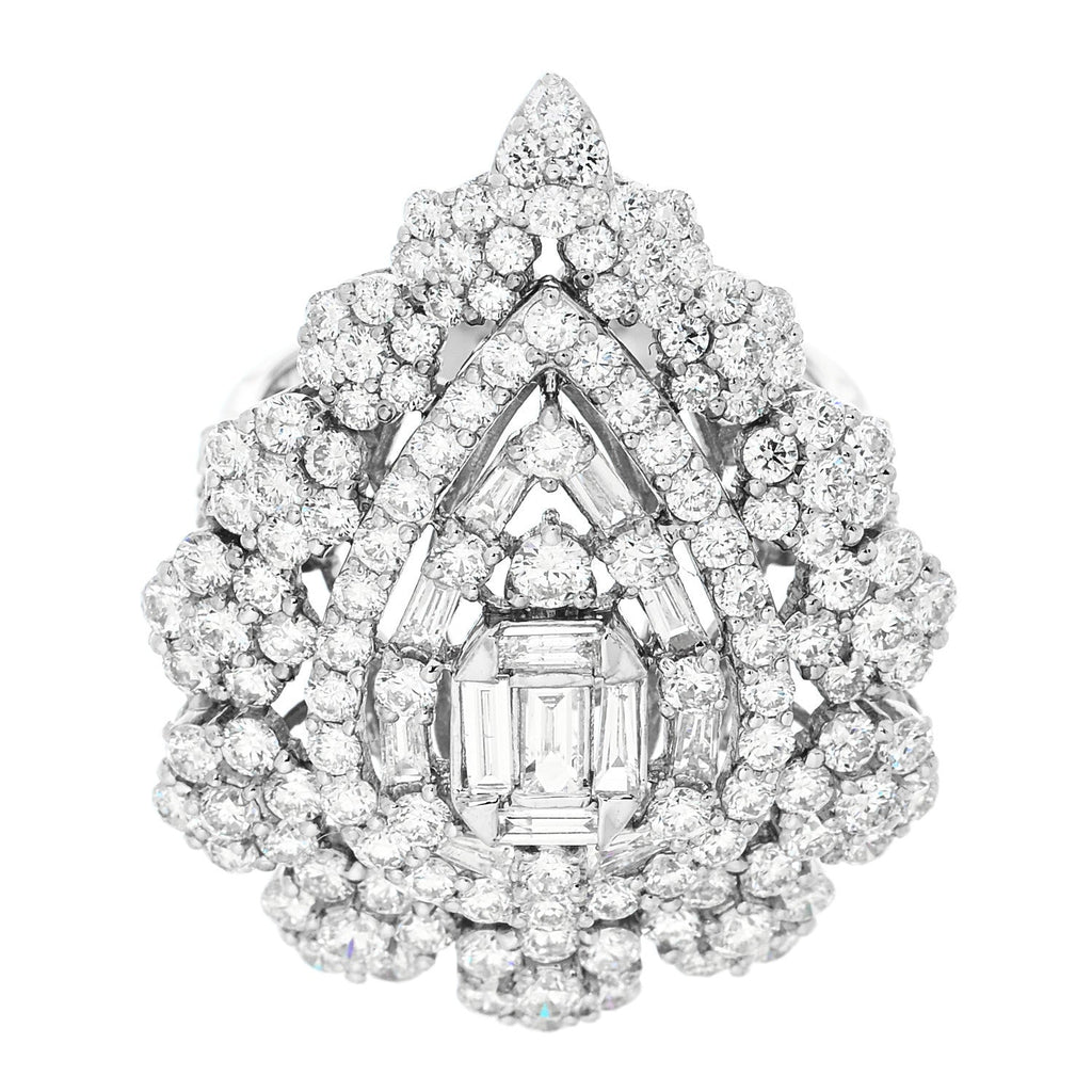 18K White Gold Diamond 4.70ctw Multi Shape Cocktail Ring  56 7.5