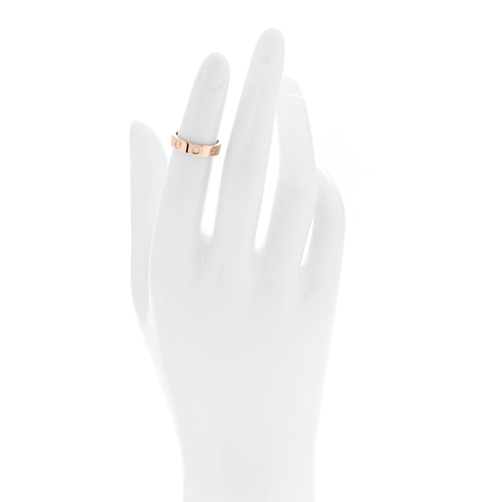 18K Pink Gold Diamond 4mm LOVE Wedding Band Ring 46 3.75