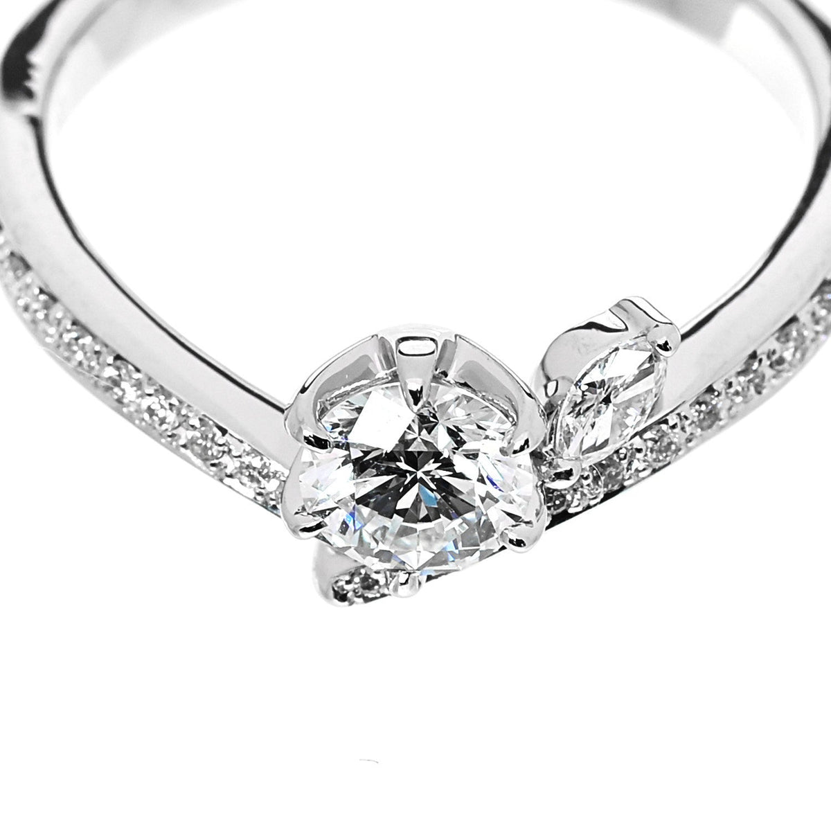 Platinum Diamond .50ctw Round Marquise Cut Pave Ring  53 6.5