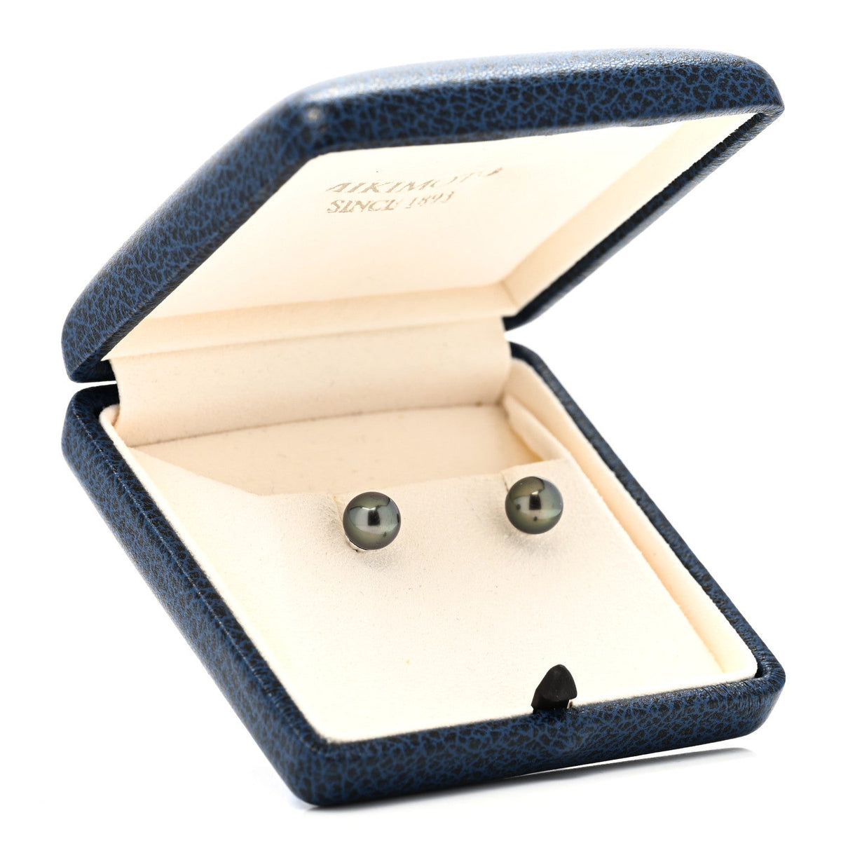 18K White Gold Black South Sea Cultured Pearl 8.5-9mm Stud Earrings