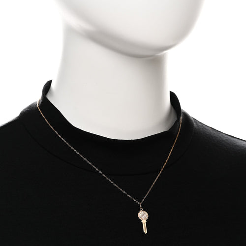 18K Rose Gold Diamond Mini Modern Keys Round Key Pendant Necklace