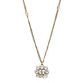 Crystal Embellished Double G Necklace Aged Gold