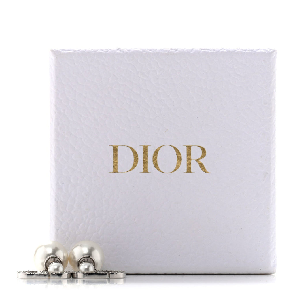Pearl Crystal Tribal CD Drop Earrings Silver