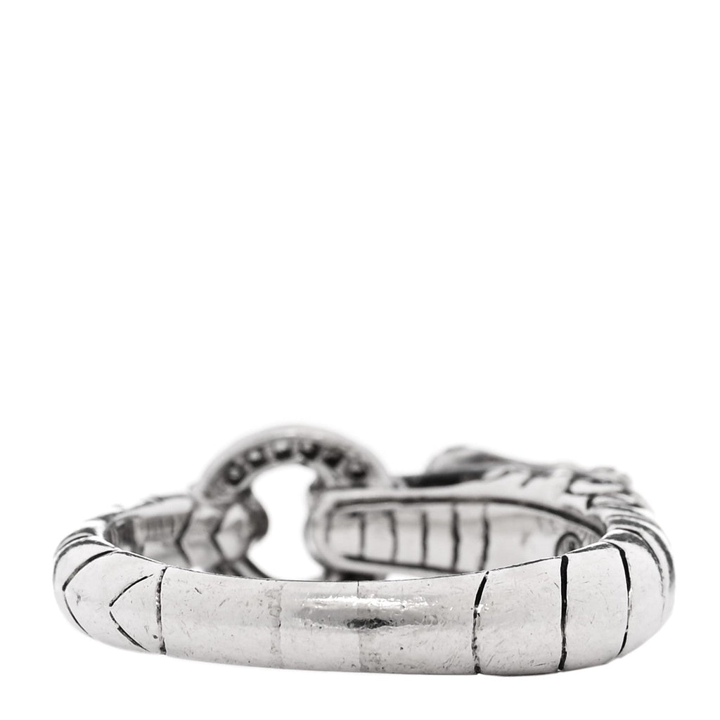Sterling Silver Diamond Naga Dragon Head Ring 56 7.5