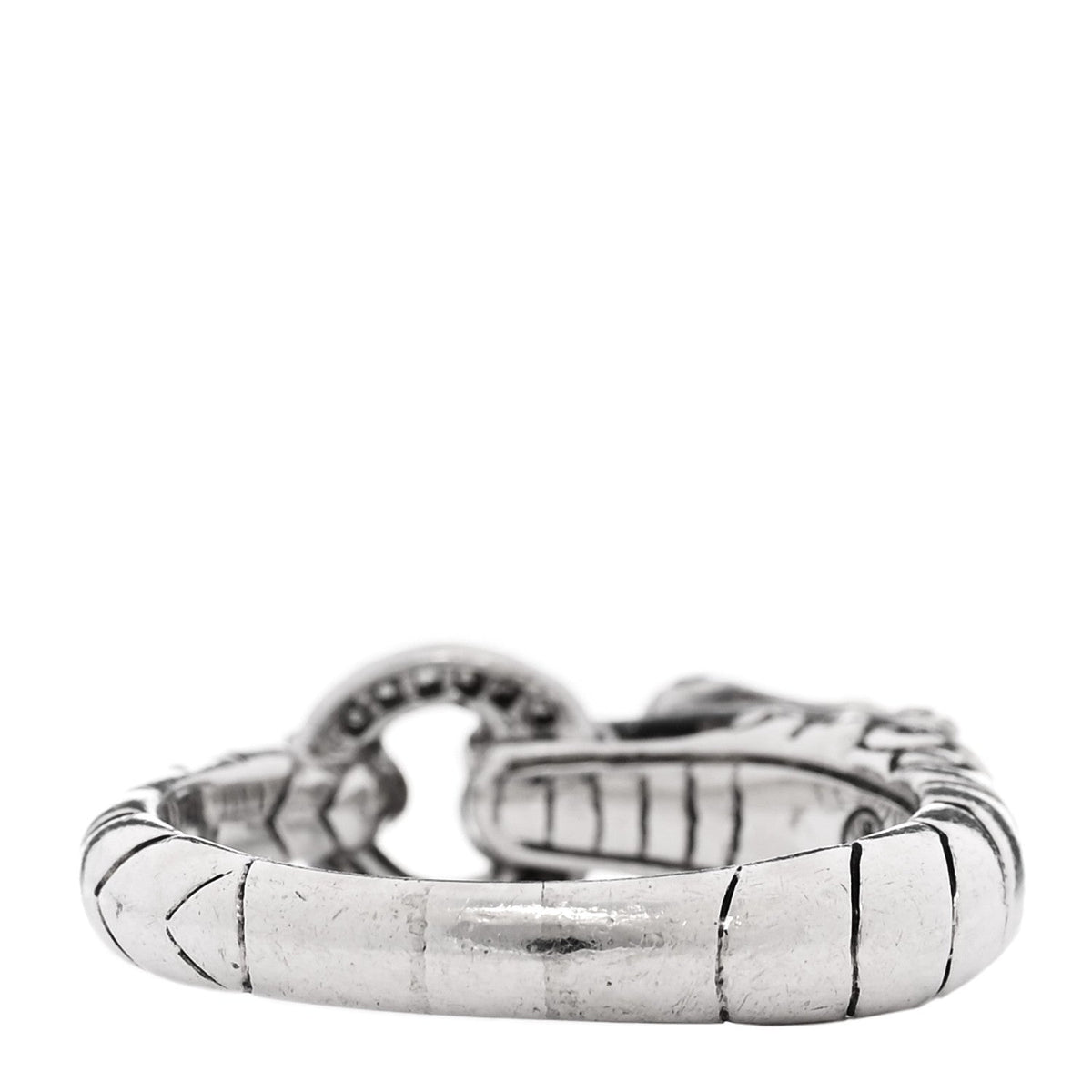 Sterling Silver Diamond Naga Dragon Head Ring 56 7.5