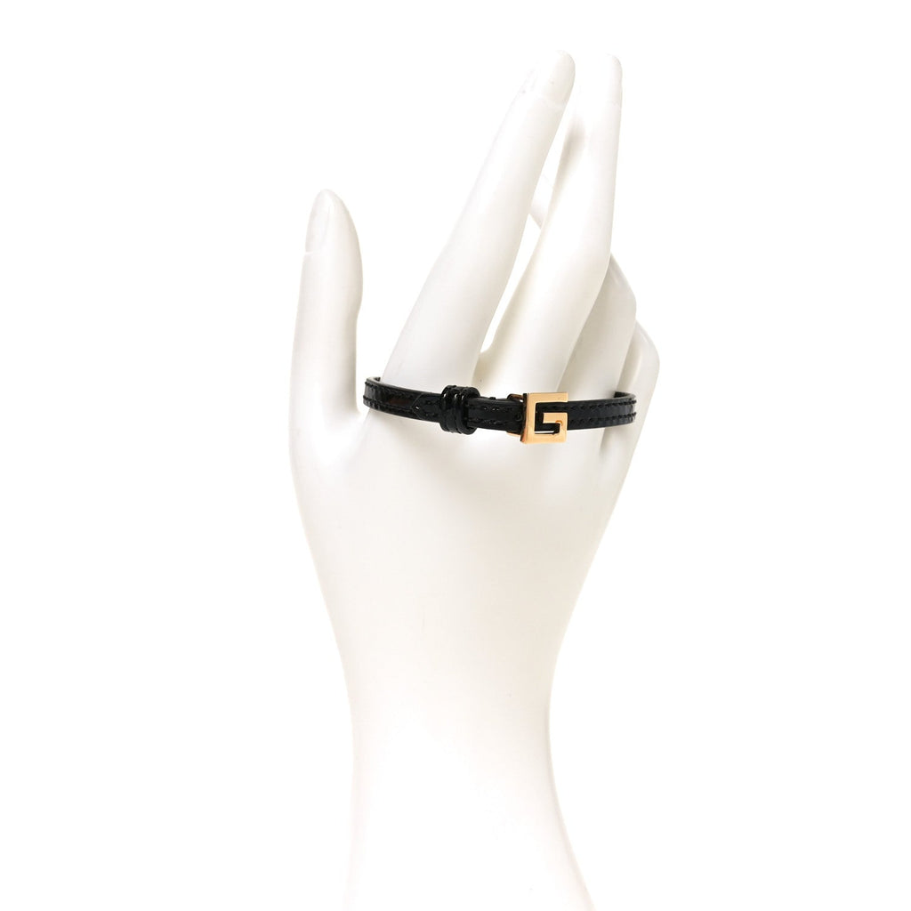 Patent Calfskin Metal Square G Bracelet M Black Gold