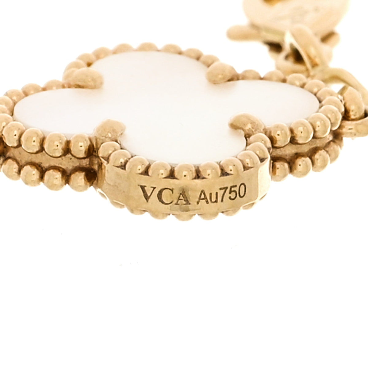 VAN CLEEF &amp; ARPELS 18K Yellow Gold Mother of Pearl 5 Motifs Vintage Alhambra Bracelet