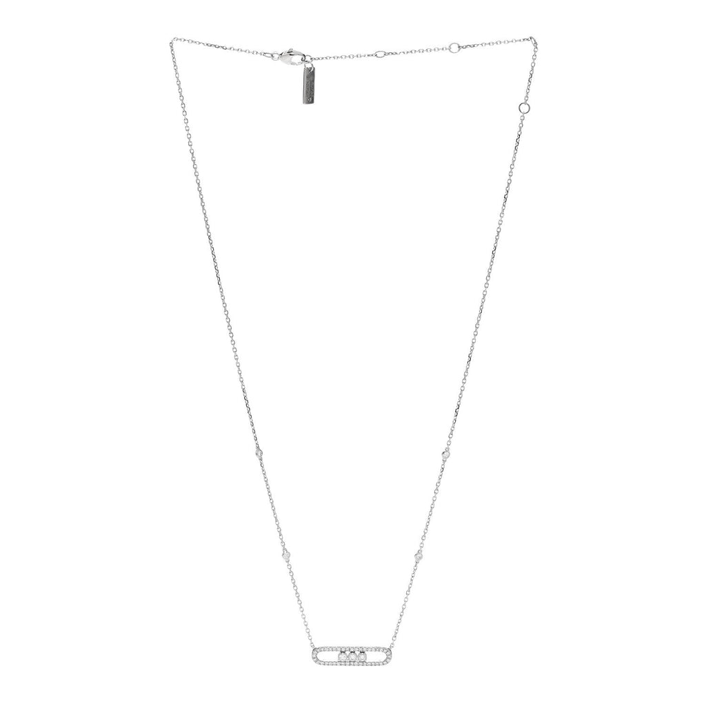 18K White Gold Diamond Baby Move Pave Necklace