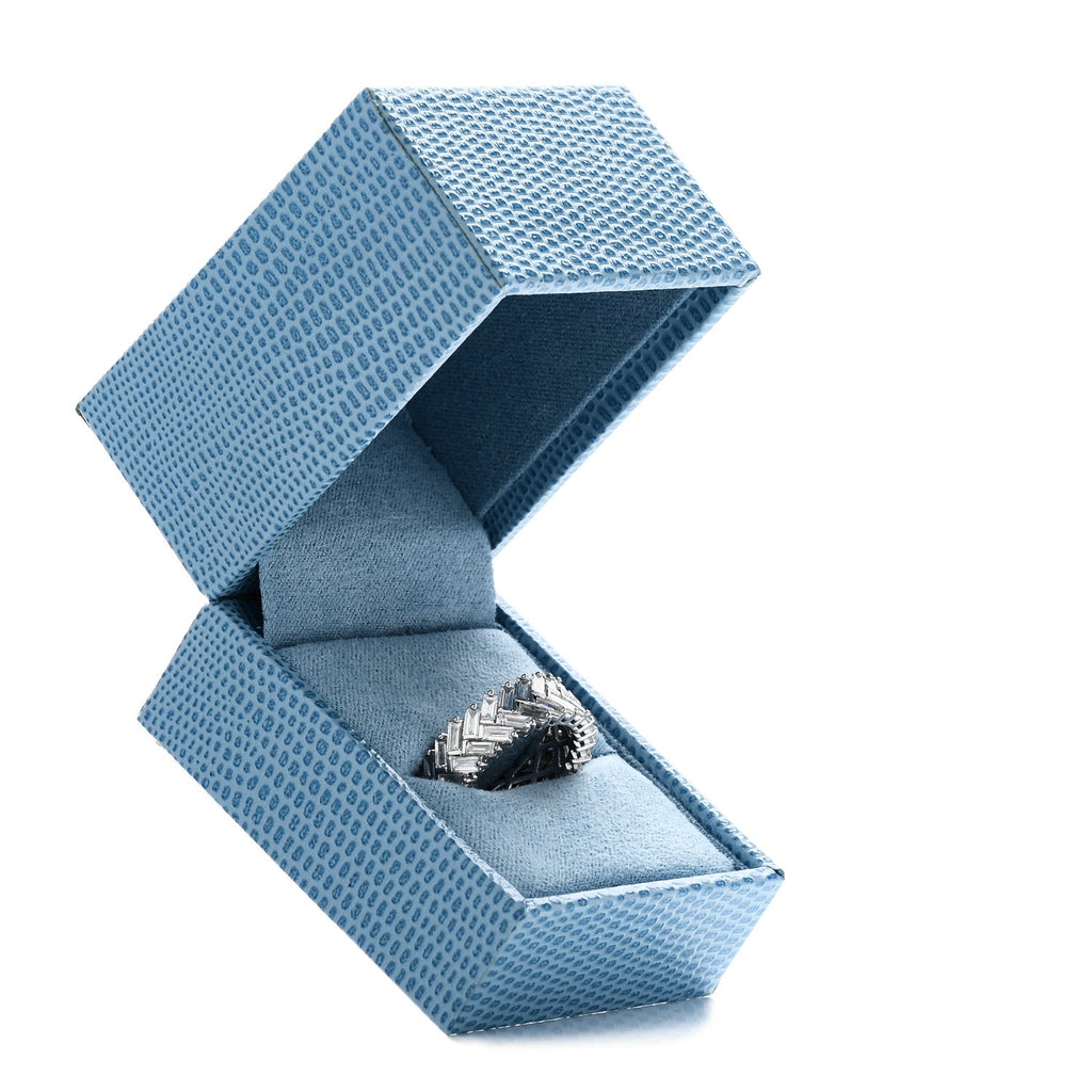 18K White Gold Diamond Zipper Ring 55 7.25
