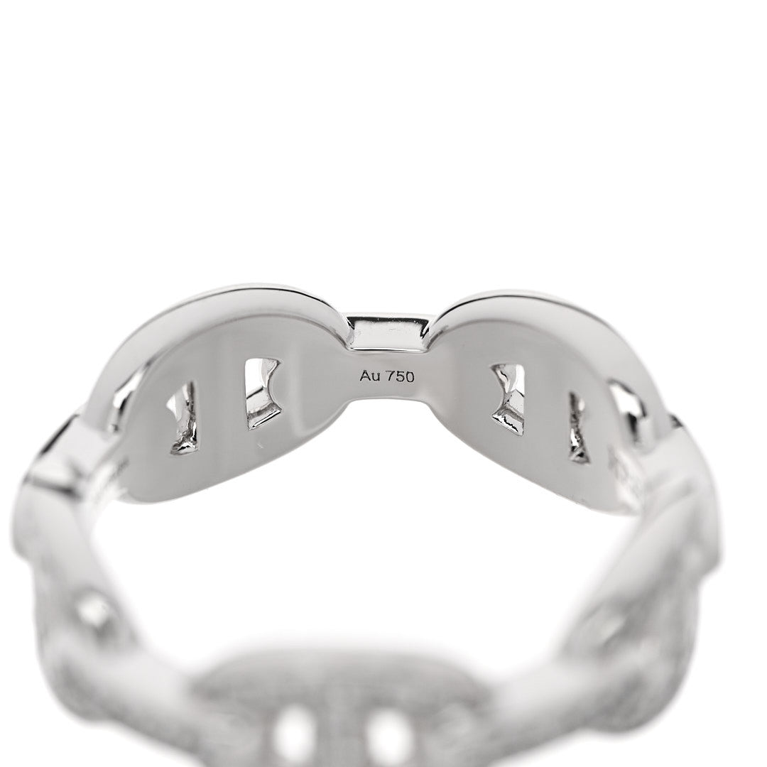 18K White Gold Diamond PM d'Ancre Enchainee Ring 54 7