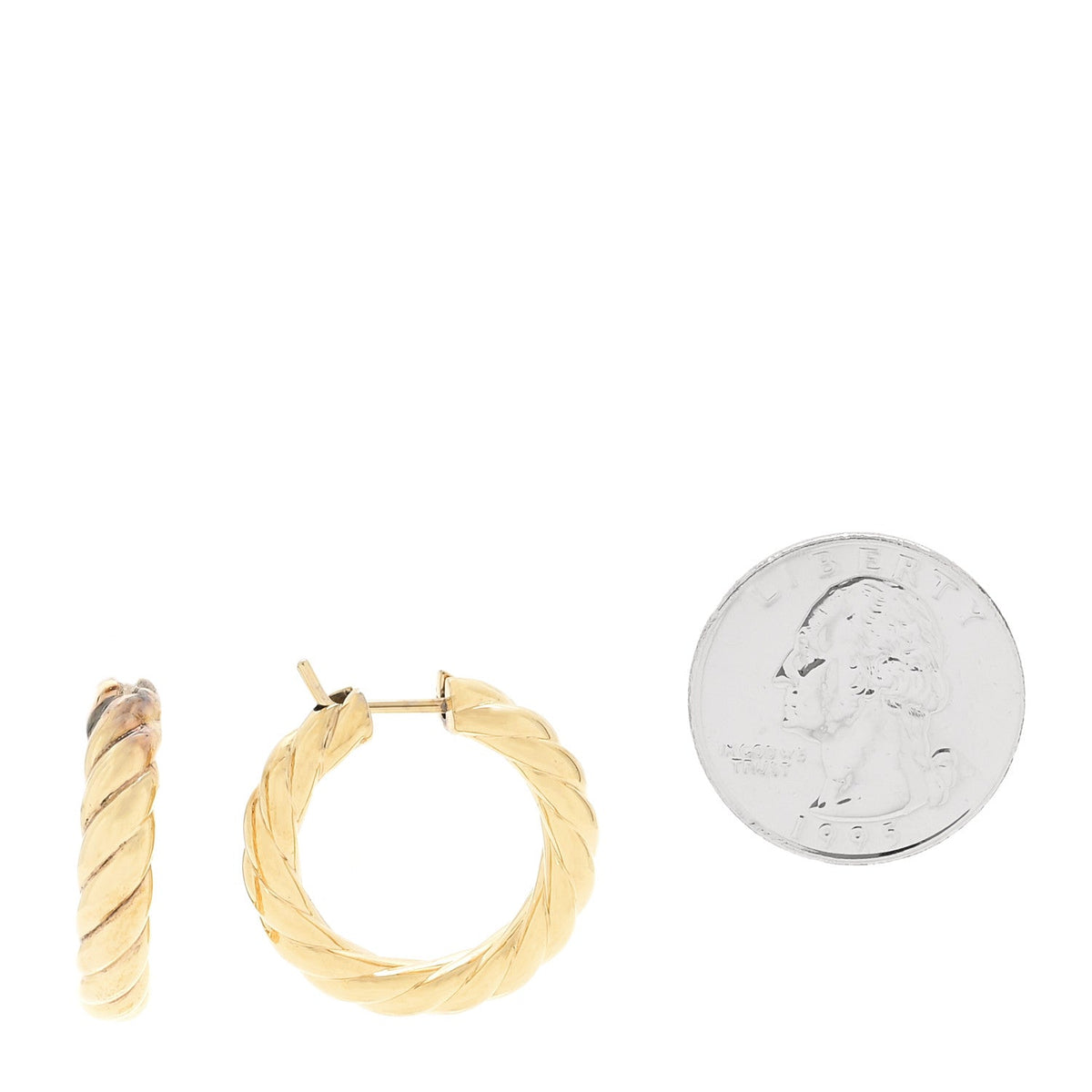 18K Yellow Gold 25.4mm Sculpted Cable Hoop Earrings