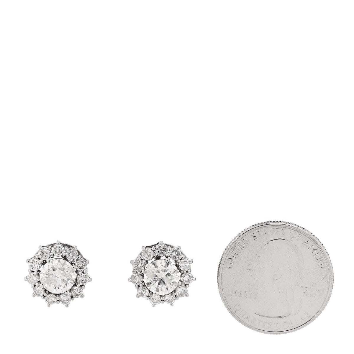 14K White Gold Diamond 3.75ctw Round Cut Halo Earrings