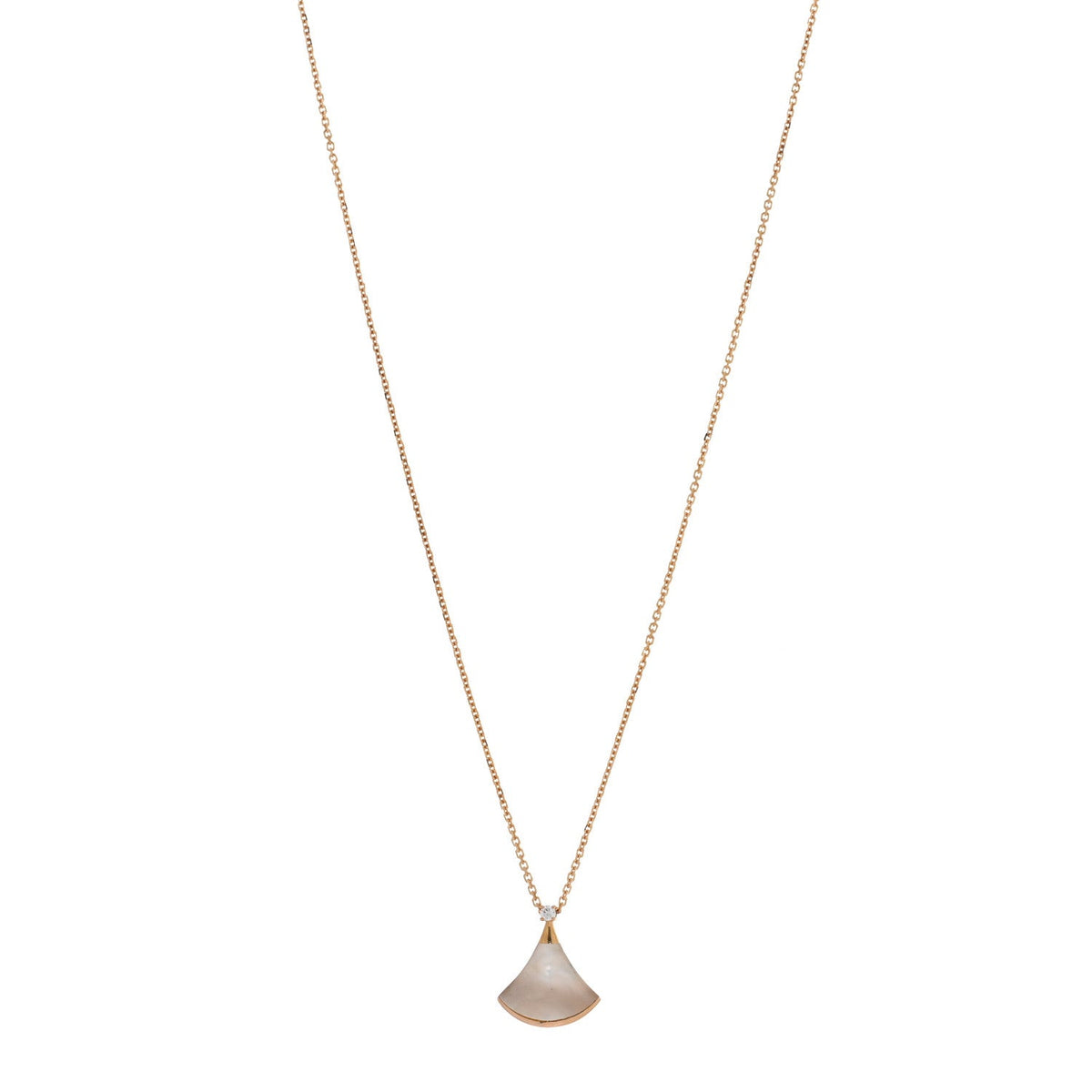 18K Yellow Gold Diamond Mother of Pearl Small Divas' Dream Pendant Necklace
