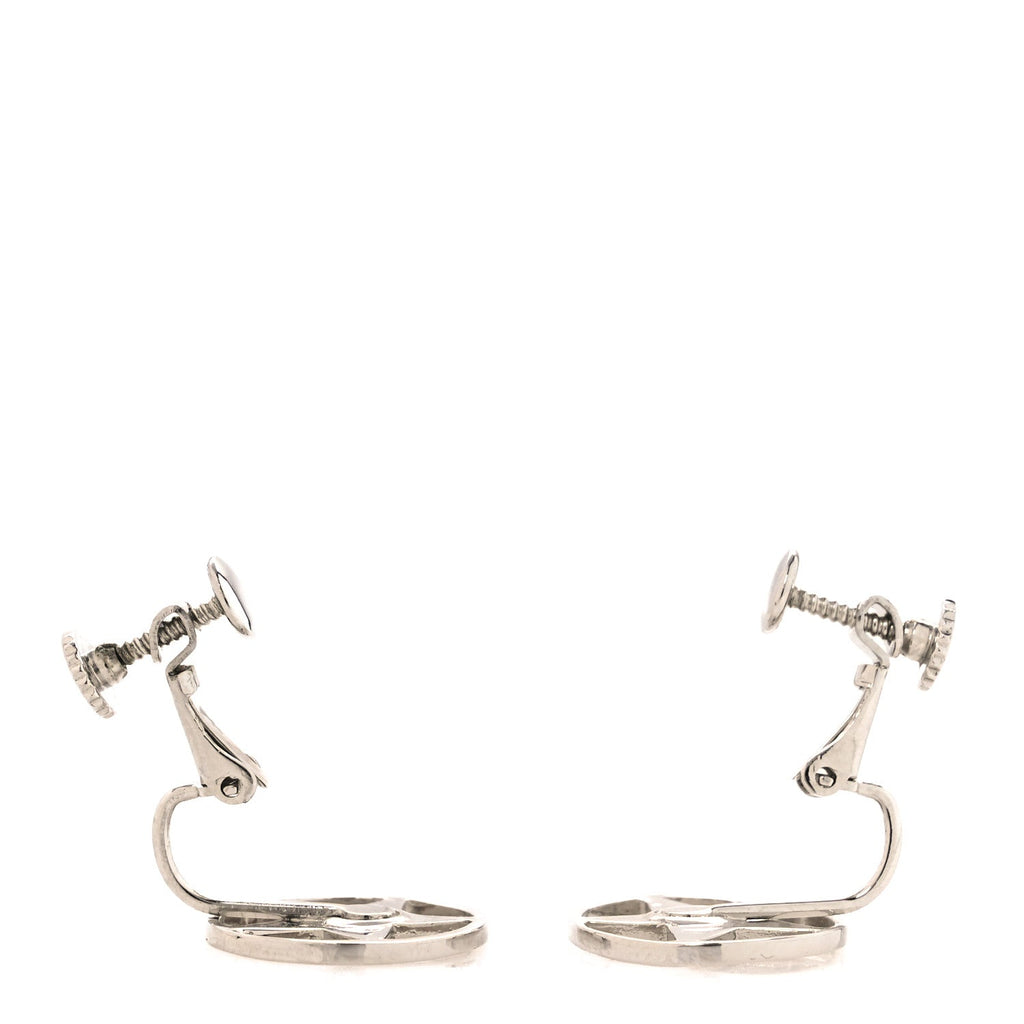 Metal Star Clip On Earrings Silver Orange