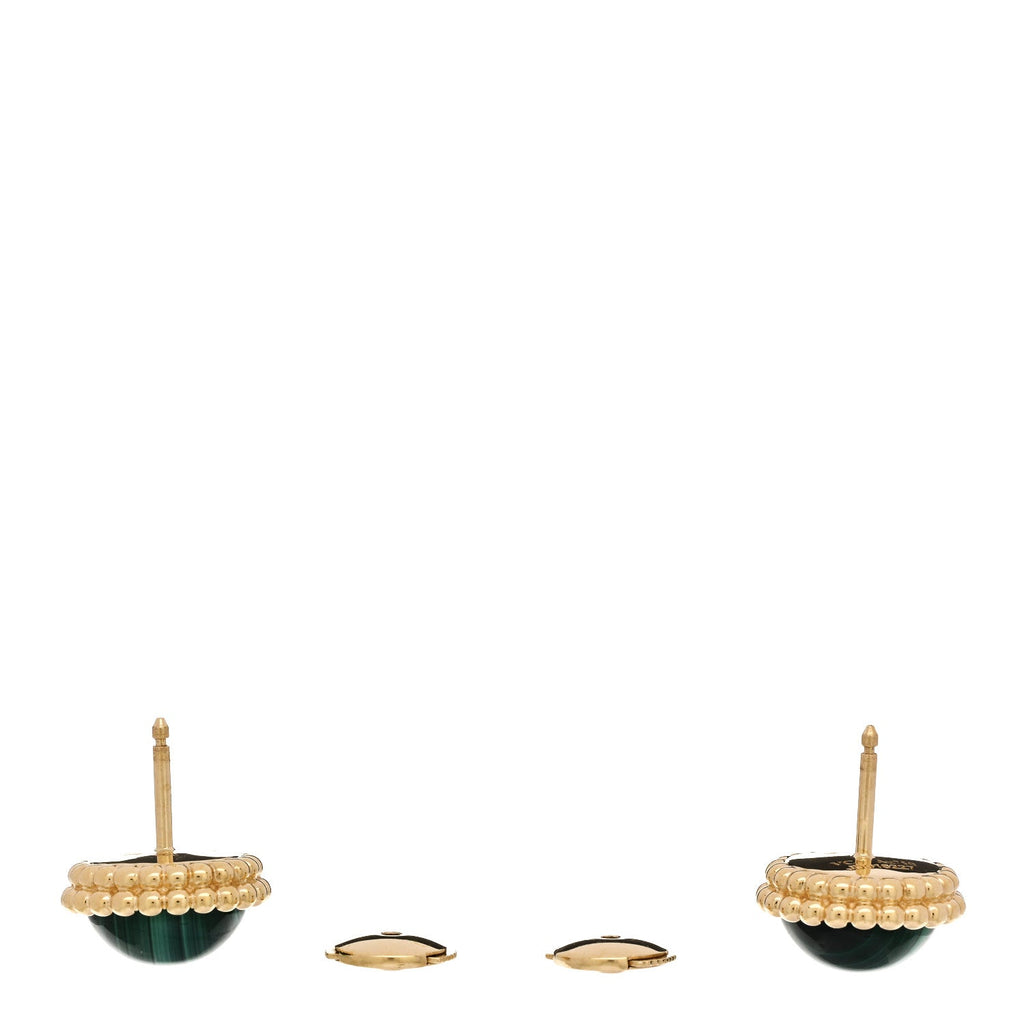 18K Yellow Gold Malachite Perlee Couleurs Earrings