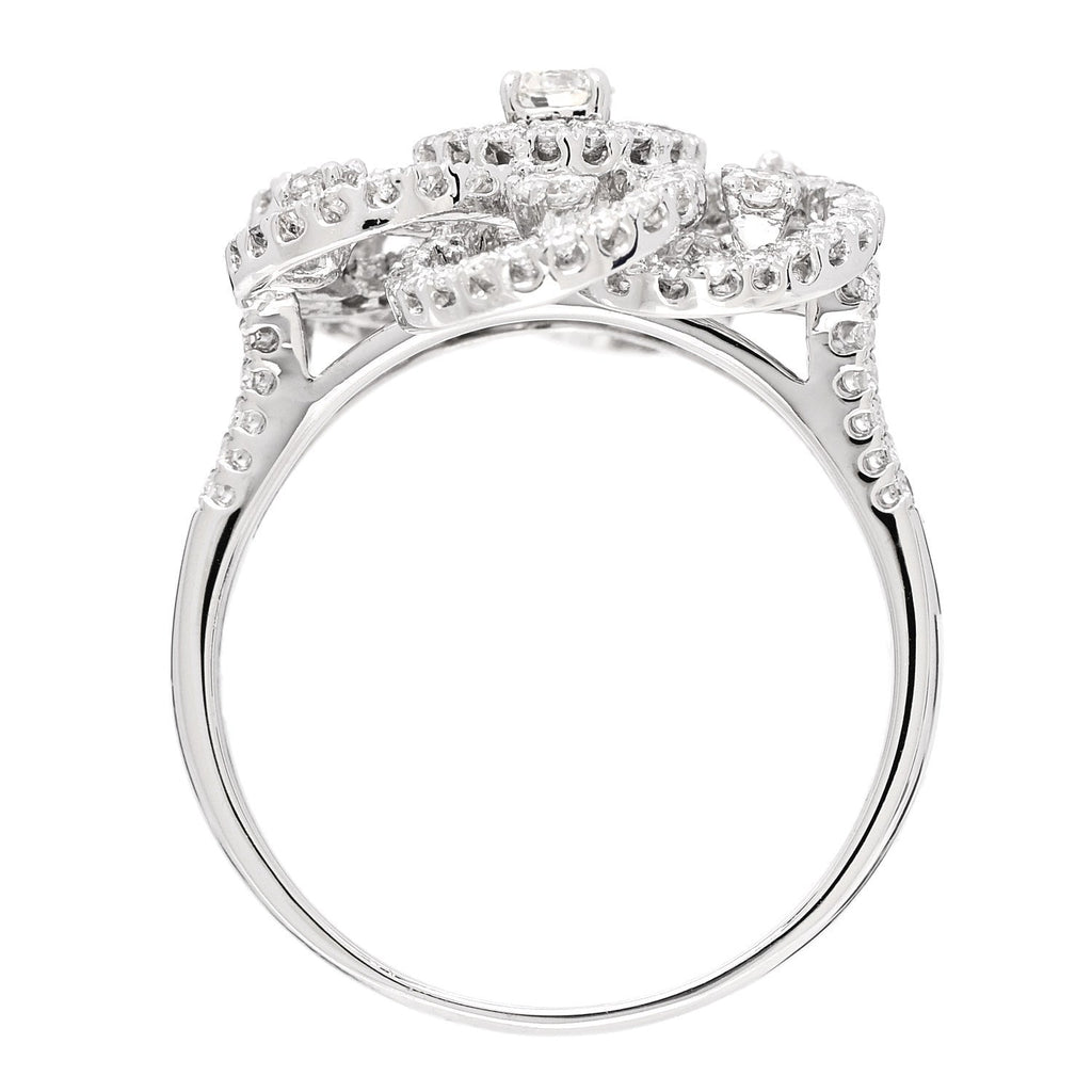 18K White Gold Diamond 1.24ctw Flower Ring 59 8.75
