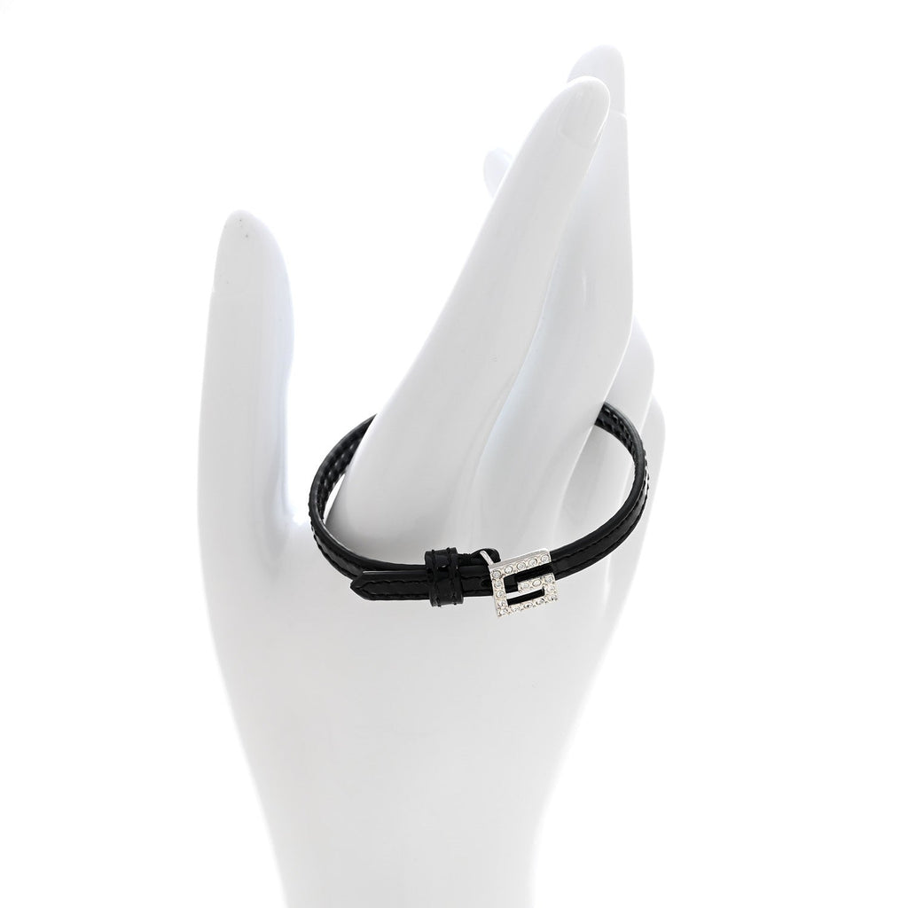 Patent Crystal G Buckle Bracelet S Black