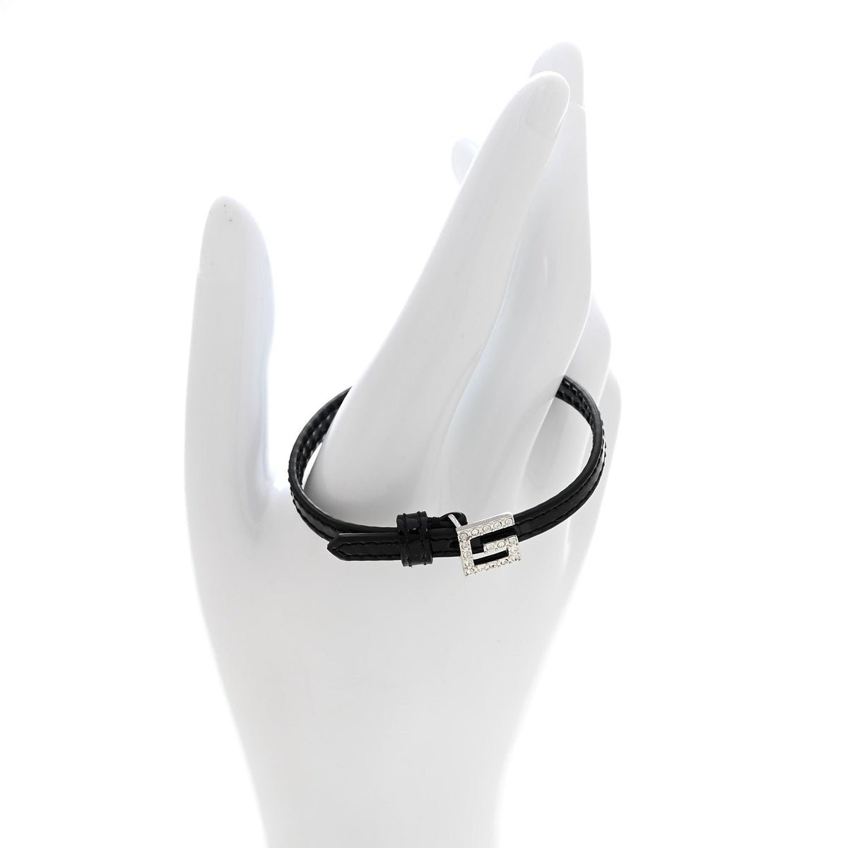Patent Crystal G Buckle Bracelet S Black
