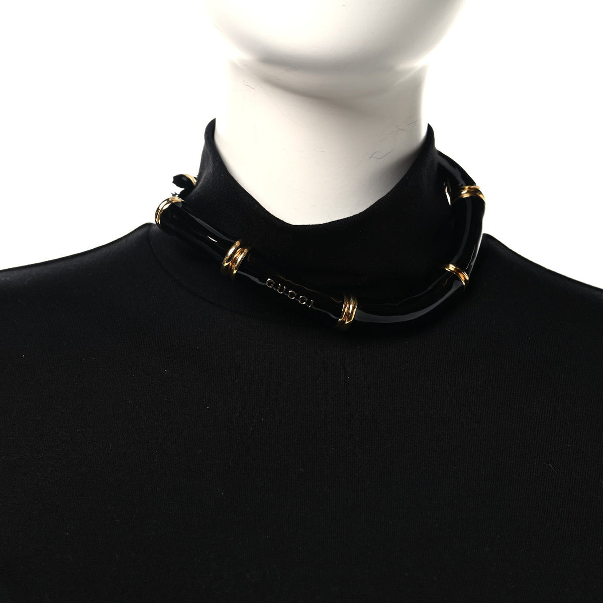 Metal Enamel Bamboo Choker Necklace Black