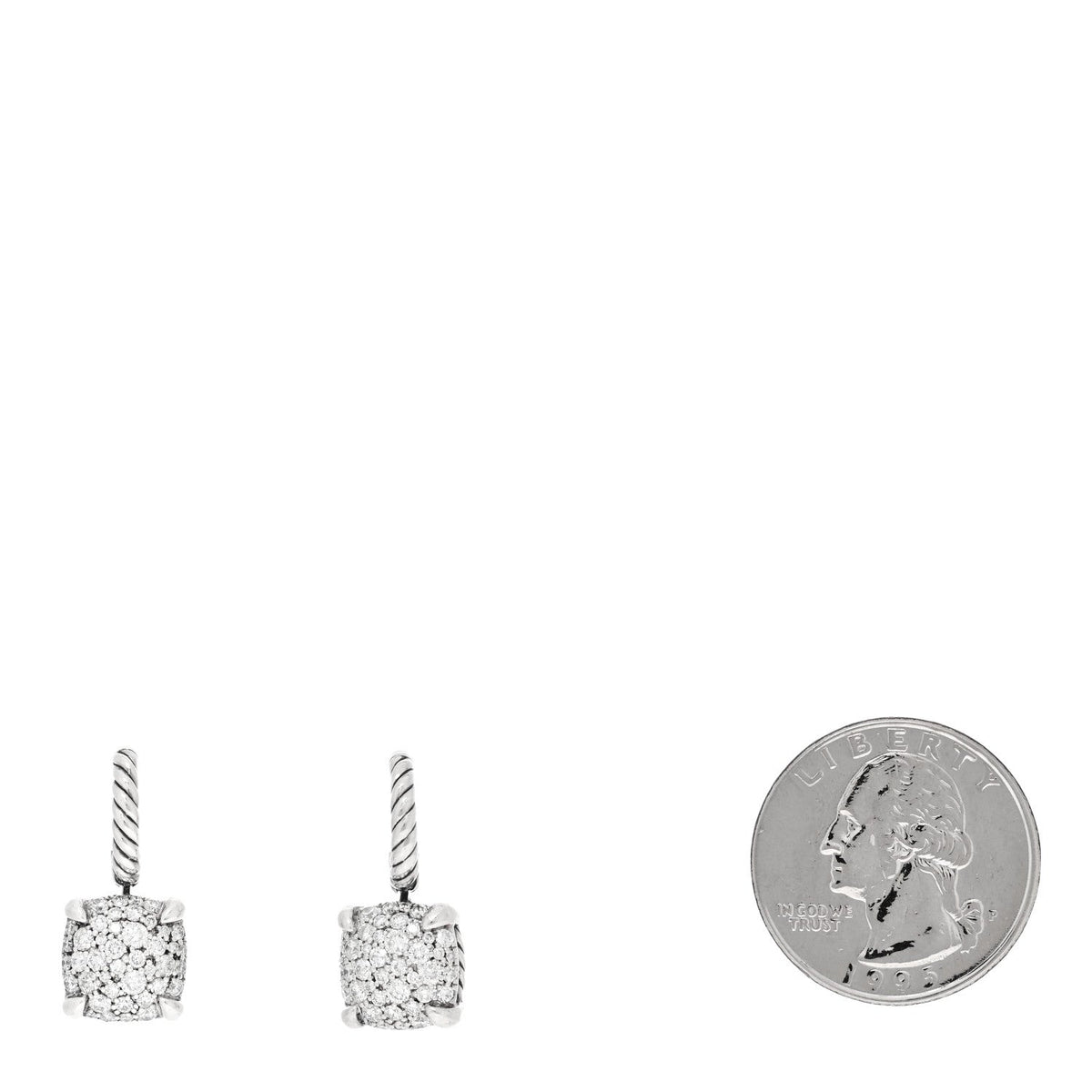 Sterling Silver Diamond 10mm Chatelaine Drop Earrings
