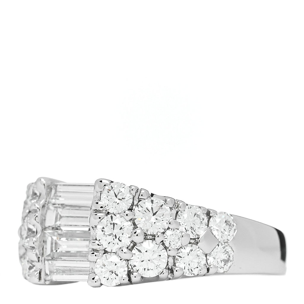 18K White Gold Diamond 1.92ctw Baguette Round Cut Ring 50 5.25
