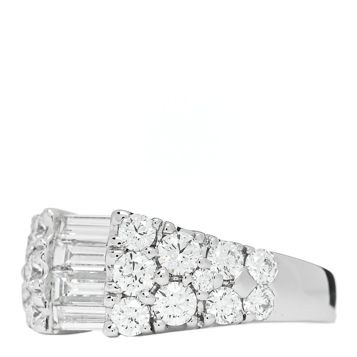18K White Gold Diamond 1.92ctw Baguette Round Cut Ring 50 5.25