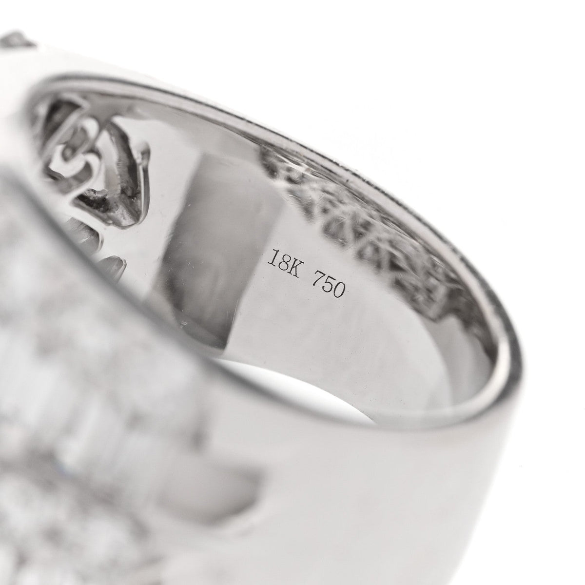 18K White Gold Diamond 4.12ctw Round Baguette Cut Five Row Band Ring 53 6.5