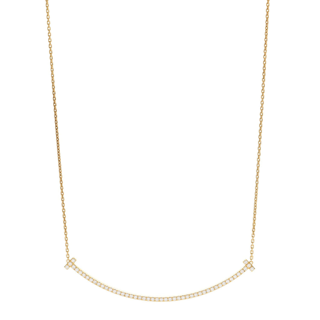 18K Yellow Gold Diamond Extra Large T Smile Pendant Necklace