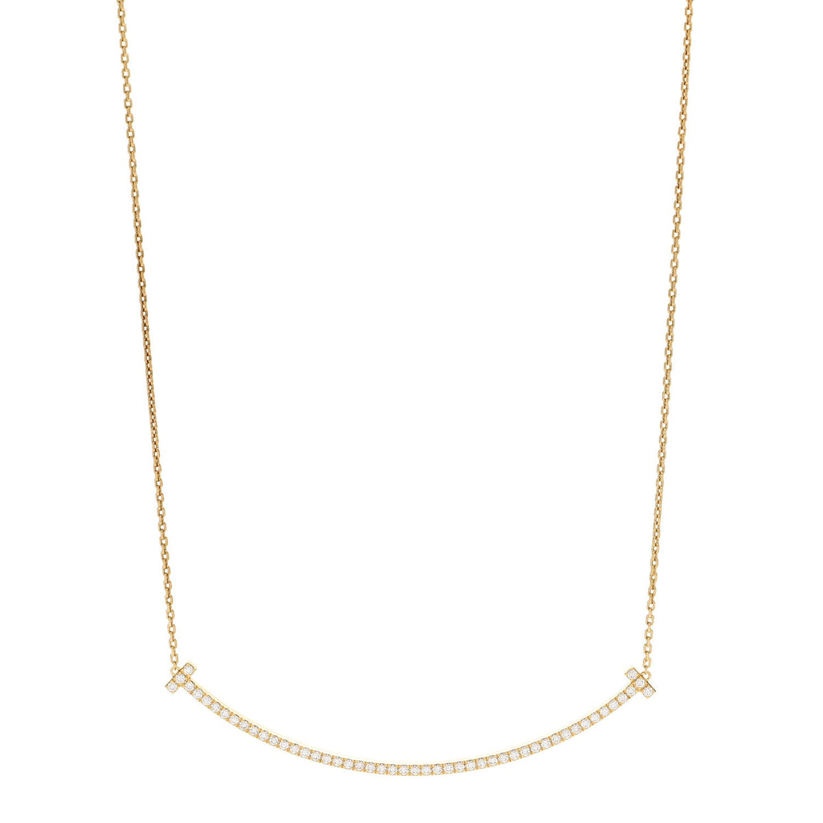 18K Yellow Gold Diamond Extra Large T Smile Pendant Necklace