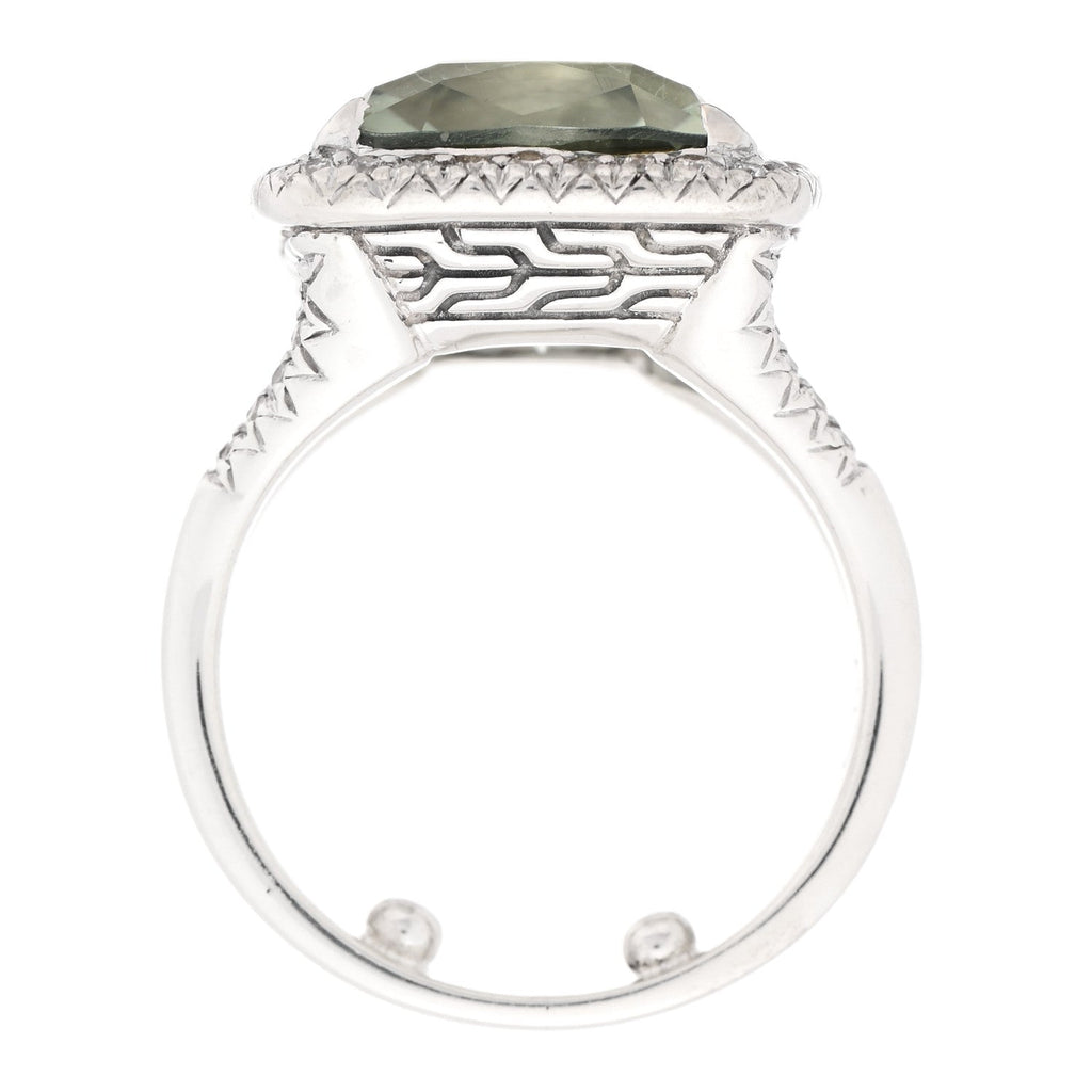 Sterling Silver Prasiolite Diamond Classic Chain Magic Ring 49 5