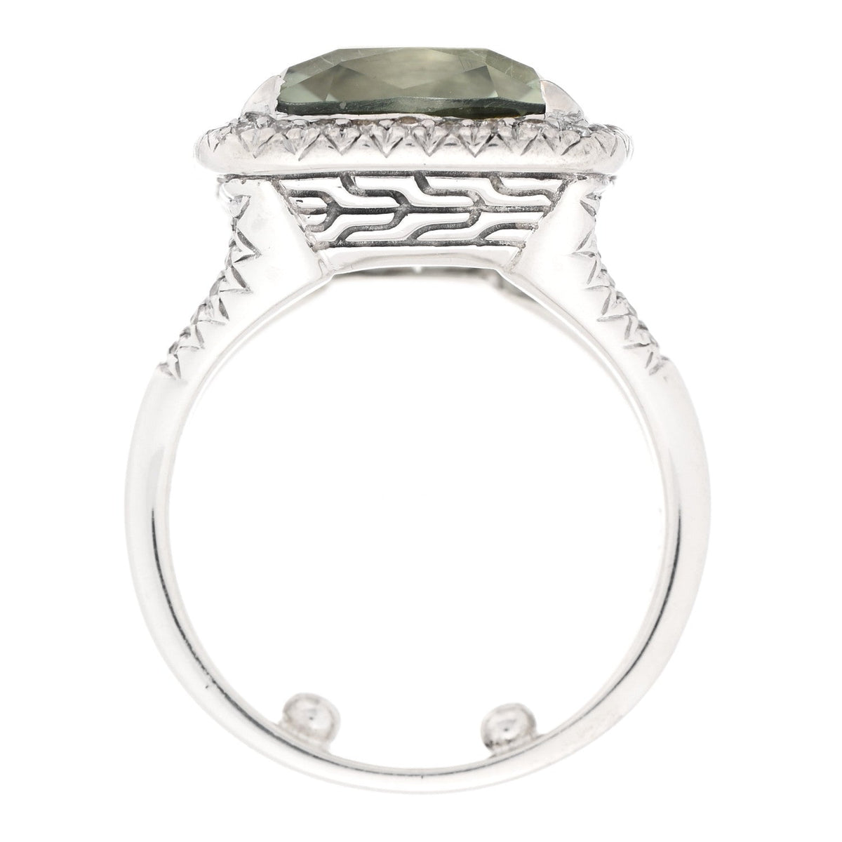 Sterling Silver Prasiolite Diamond Classic Chain Magic Ring 49 5