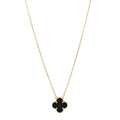18K Yellow Gold Black Onyx Vintage Alhambra Pendant Necklace