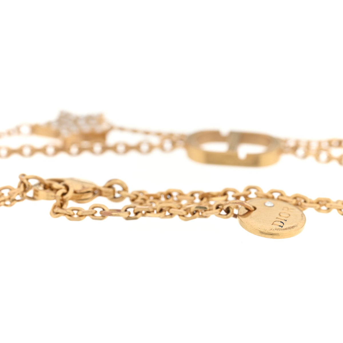 Metal Crystal Petit CD Double Bracelet Gold