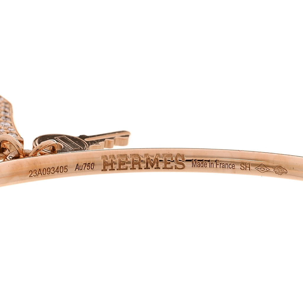 18K Rose Gold Diamond Kelly Clochette Cuff Bracelet SH